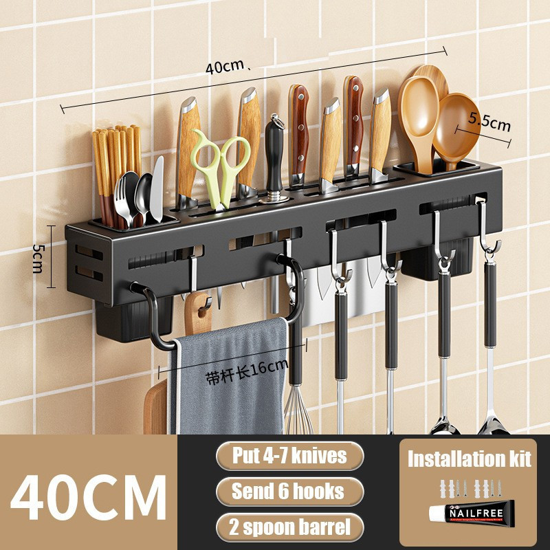 Wall Mounted Stainless Steel Knife Holder Kitchen Shelf
