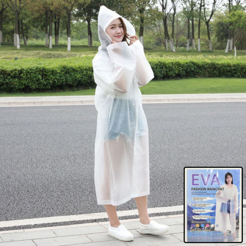 EVA Raincoat With Hood and sleeves, waterproof, light, easy wear