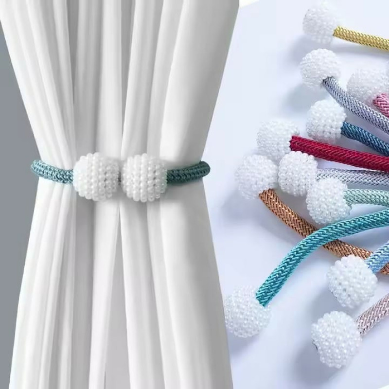 Pearl Magnetic Curtain Clips with Hanging Ball Bucikle=2 pcs